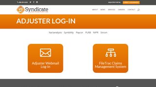 Adjuster Log-In | Syndicate Claims | Claims Management Portal