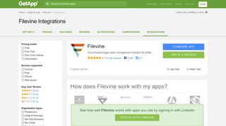 Filevine Integrations | GetApp®