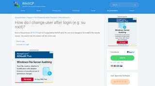 How do I change user after login (e.g. su root)? :: WinSCP