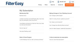 My Subscription – FilterEasy