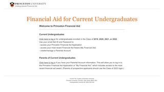 Financial Aid - Student Log In - Princeton University