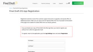 Final Draft iOS App Registration - Final Draft®