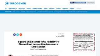 Square Enix blames Final Fantasy 14 Stormblood connection issues ...