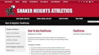 How To Register: FinalForms - Shaker Heights Schools