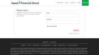 Member Login / Sign In | Aspen Financial Direct.com