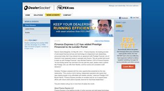 Finance Express LLC has added Prestige Financial to its ... - FEX DMS