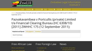 Pazvakavambwa v Portcullis (private) Limited t/a Financial Clearing ...