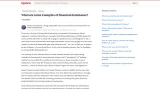 What are some examples of financial dominance? - Quora