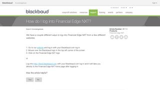 How do I log into Financial Edge NXT? - Blackbaud Knowledgebase