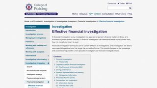 Effective financial investigation - College of Policing APP