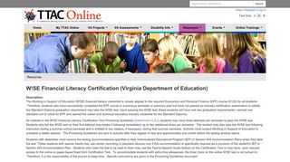 W!SE Financial Literacy Certification (Virginia Department of ...