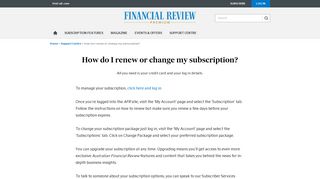 How do I renew or change my subscription? - Financial Review ...