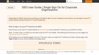 SSO User Guide | Single Sign On for Corporate Organisations