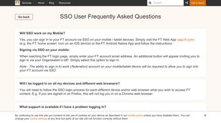 SSO User | FAQ - FT services for organisations - Financial Times