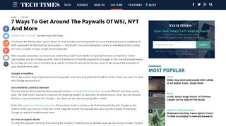 7 Ways To Get Around The Paywalls Of WSJ, NYT And ... - Tech Times