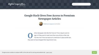 Get Free Access to Online Newspaper Articles with Google Hack
