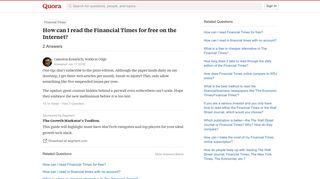 How to read the Financial Times for free on the Internet - Quora