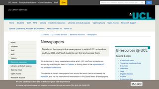 Newspapers | UCL Library Services - UCL - London's Global University