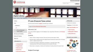 FT.com (Financial Times online) — University of Leicester