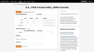 U.S., Find A Grave Index, 1600s-Current - Search - Ancestry.com