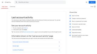 Last account activity - Gmail Help - Google Support