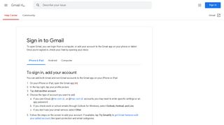 Sign in to Gmail - iPhone & iPad - Gmail Help - Google Support