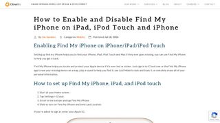 How to Enable and Disable Find My iPhone on iPad, iPod Touch and ...