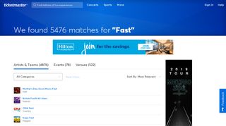 Find tickets for 'Fast ' at Ticketmaster.com