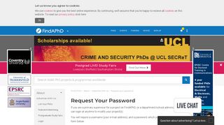 Request Your FindAPhD Username or Password