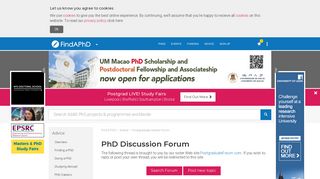 PhD Postgraduate Forum - please passwordand login - Find A PhD