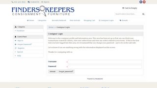 Consignor Login :: Finders Keepers