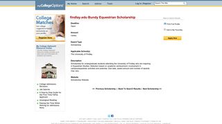 Scholarship Detail - findlay.edu Bundy Equestrian Scholarship
