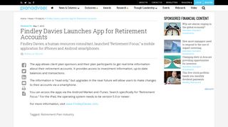 Findley Davies Launches App for Retirement Accounts | PLANADVISER