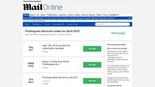 Get 19% OFF | February | Findmypast discount code | Daily Mail