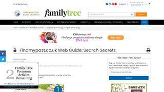 Findmypast.co.uk Web Guide: Search Secrets - Family Tree