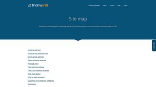 Site map · Findmyshift