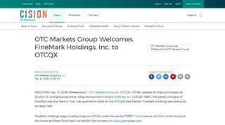 OTC Markets Group Welcomes FineMark Holdings, Inc. to OTCQX