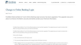 Changes to Online Banking Login « FineMark Bank