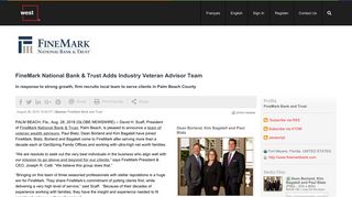 FineMark National Bank & Trust Adds Industry Veteran Advisor Team