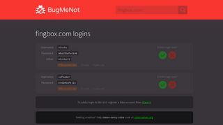 fingbox.com passwords - BugMeNot