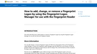 How to add, change, or remove a Fingerprint Logon by using the ...