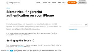 Biometrics: fingerprint authentication on your iPhone - Sticky Password