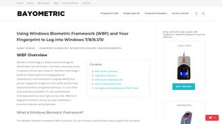 Windows Biometric Framework (WBF) for Fingerprint Login - Bayometric