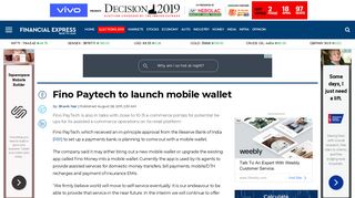 Fino Paytech to launch mobile wallet - The Financial Express