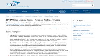 FINRA Online Learning Courses - Advanced Arbitrator Training ...