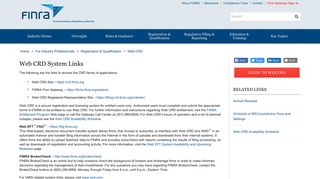 Web CRD System Links | FINRA.org