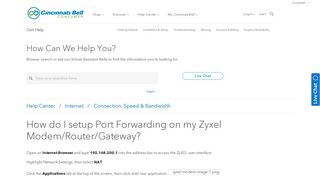 How do I setup Port Forwarding on my Zyxel Modem ... - Cincinnati Bell
