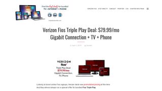 Verizon Fios Triple Play: $79.99/mo Gigabit Connection, TV, Phone