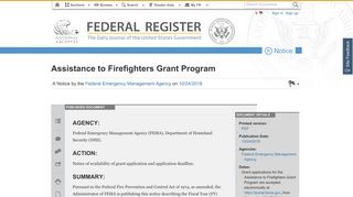 Federal Register :: Assistance to Firefighters Grant Program