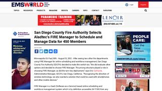 San Diego County Fire Authority Selects Aladtec's FIRE Manager to ...